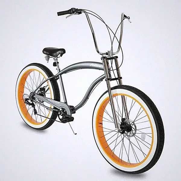 29" Fat Tires 7 Speed Front + Rear Disc Brakes Steel Frame Stretch Cruiser Bike