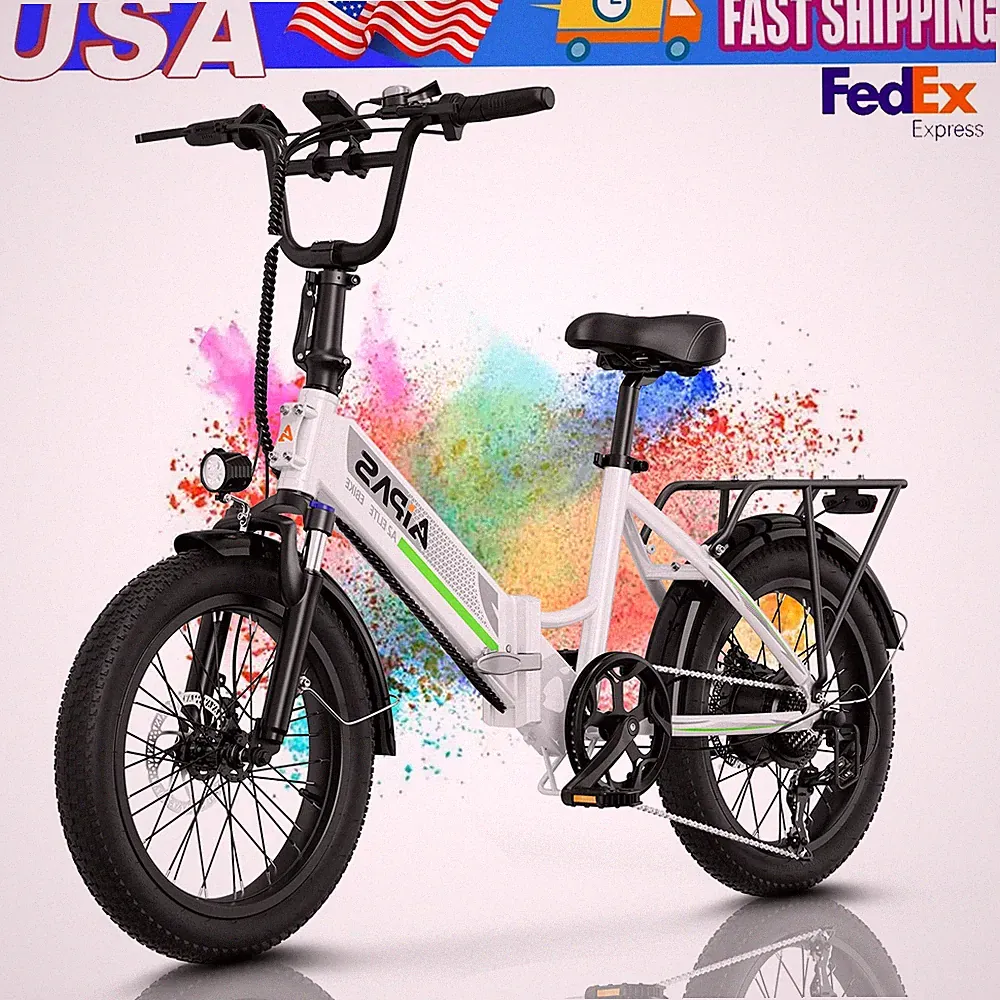 Aipas 750W Peak 20" Folding Fat Tire eBike 48V Electric Bike for Adults Fast US