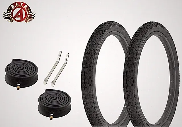 Alta BMX BICYCLE 20" x 1.95" JUMPER Black Knobby TIRES HEAVYDUTY TUBES 6PC SET.