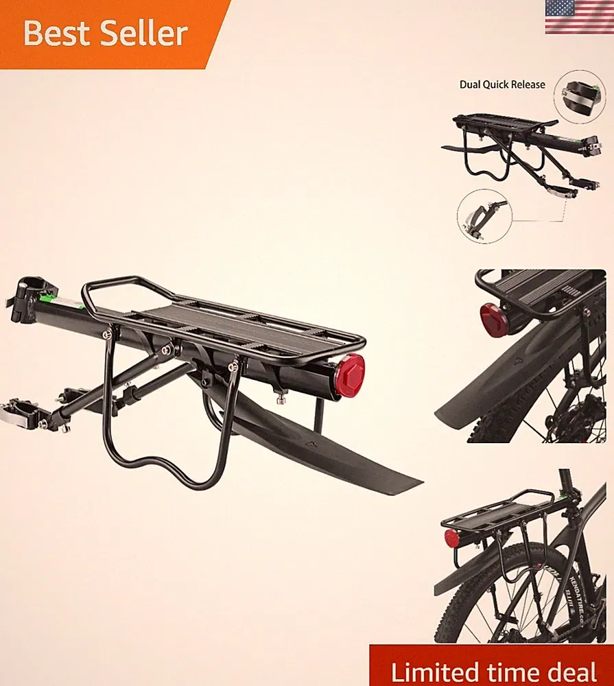 Bike Bicycle Cargo Rack Rear Black Aluminum 55Lb