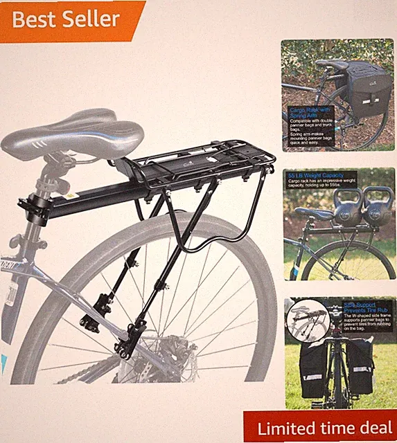 Bike Cargo Rack, Seatpost Mounted Bicycle Luggage Carrier with 20 LBs Weight...