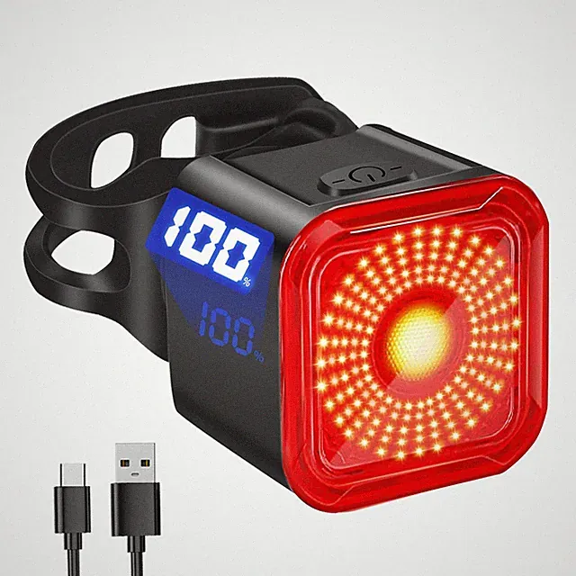 Bike Tail Light USB-C Rechargeable 6 Light Modes IP55 Waterproof Road Mountain
