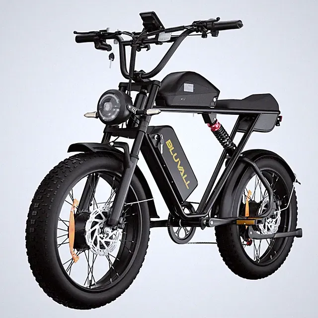 Bluvall Ebike 20" Fat Tires 2000W 52V 34MPH Mountain Electric Bicycle for Adults