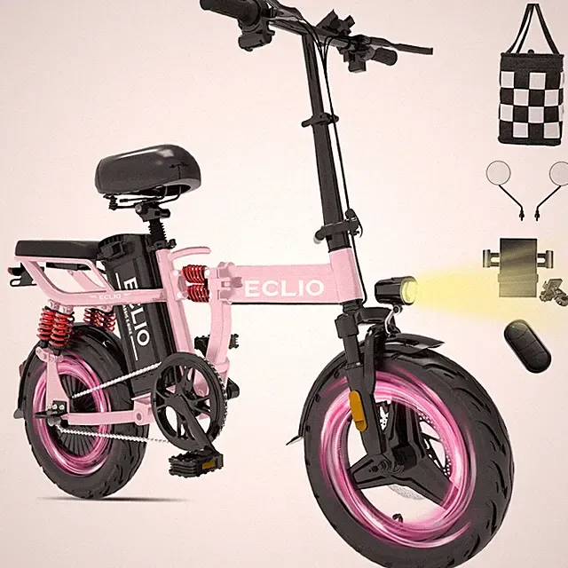 ECLIO 14" Folding Electric Bike Peak 800W City Bike 25MPH 48V 14Ah Up to 55Miles
