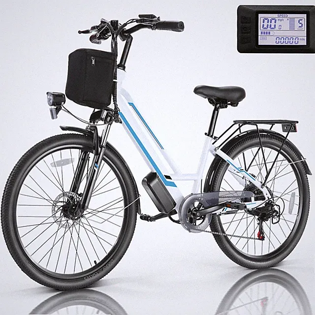 Electric Bike 26in 500W Low-Step Thru Bike Cruiser Bicycle City Commuter E-Bike