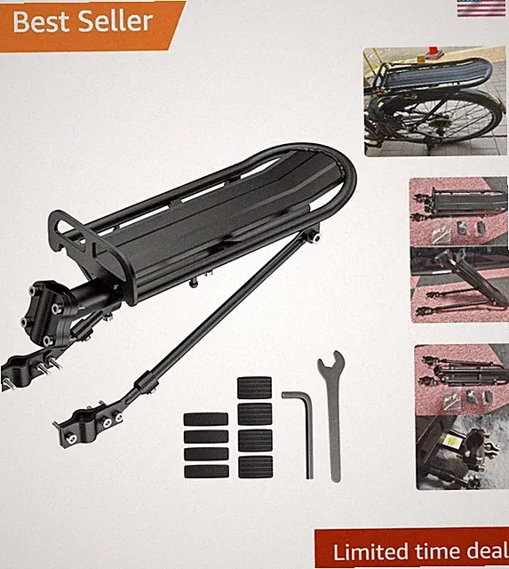 Rear Bike Rack Aluminum Alloy Bike Cargo Rack Quick Release Adjustable Bicycl...