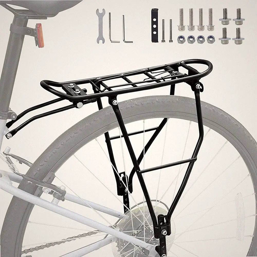 Rear Bike Rack Cargo Bicycle Carrier Alloy Aluminum 55LB Load Capacity