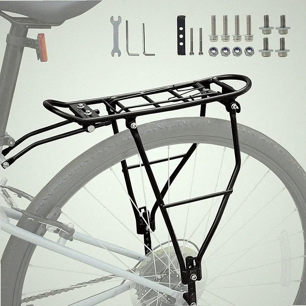 Rear Bike Rack Cargo Carrier Alloy Aluminum 55LB Load Capacity Bicycle Rack