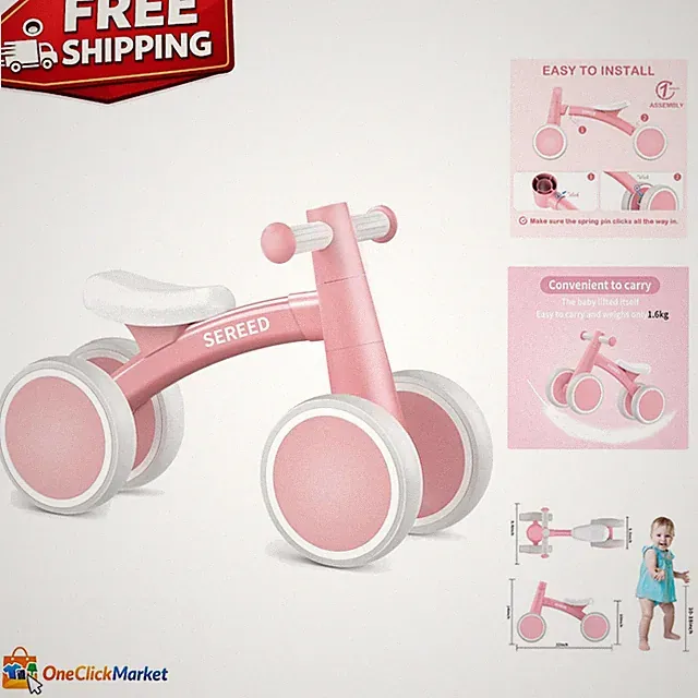 Sturdy Pink Balance Bike for Kids 1-2 - Confidence & Coordination